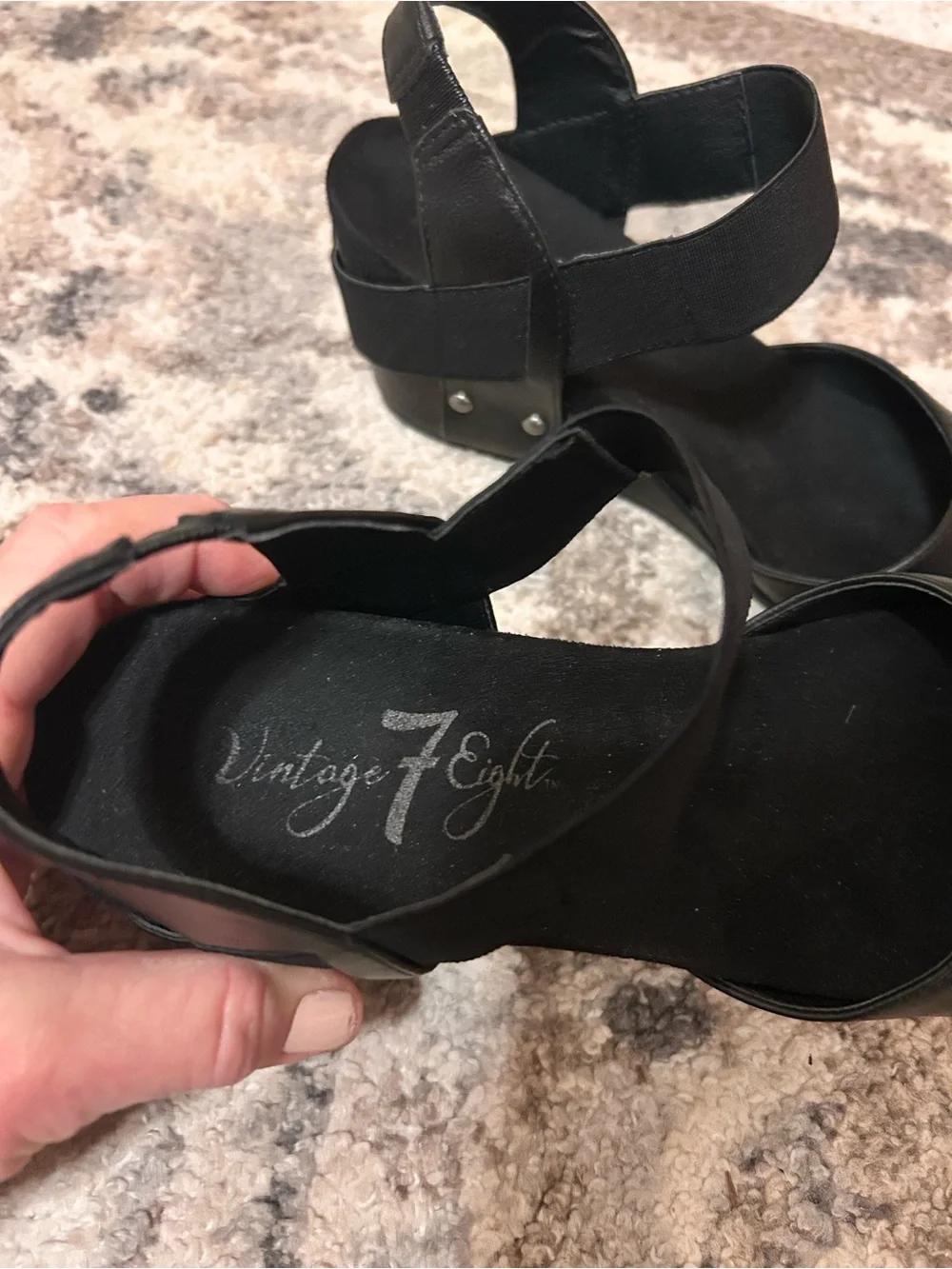 Vintage 7 Eight Freedom Wedges Black Women’s Size 7.5M